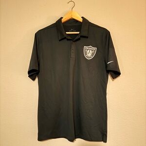 Nike Men's Black Polo with Raiders Logo